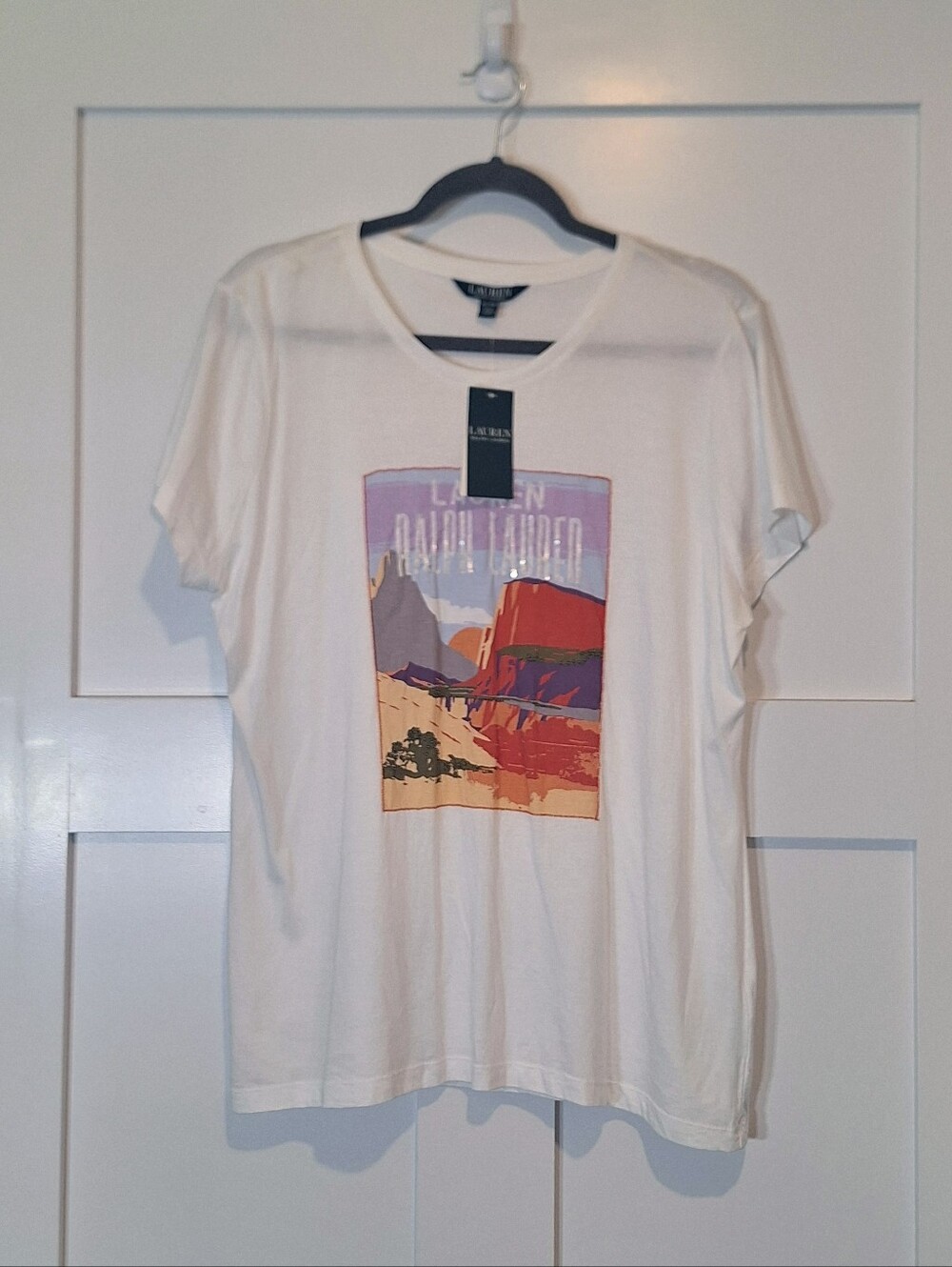 Lauren Ralph Lauren Graphic Tee Shirt Grand Canyon Style White New Size XL